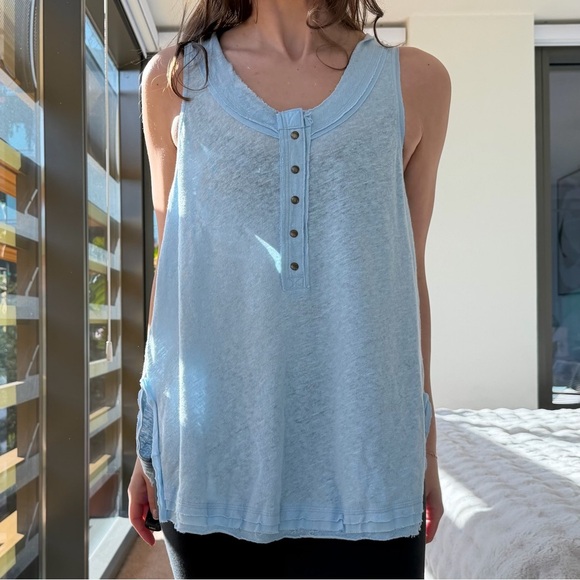 Free People Tops - Free People Blue Oversized Tank